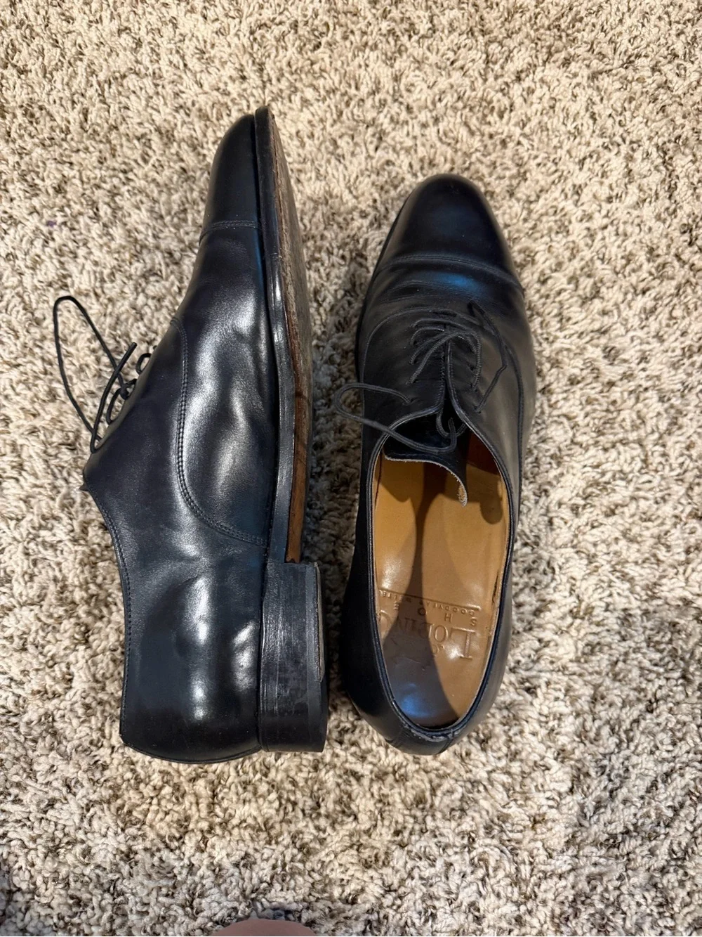 LODING Black Leather Derby Oxfords
